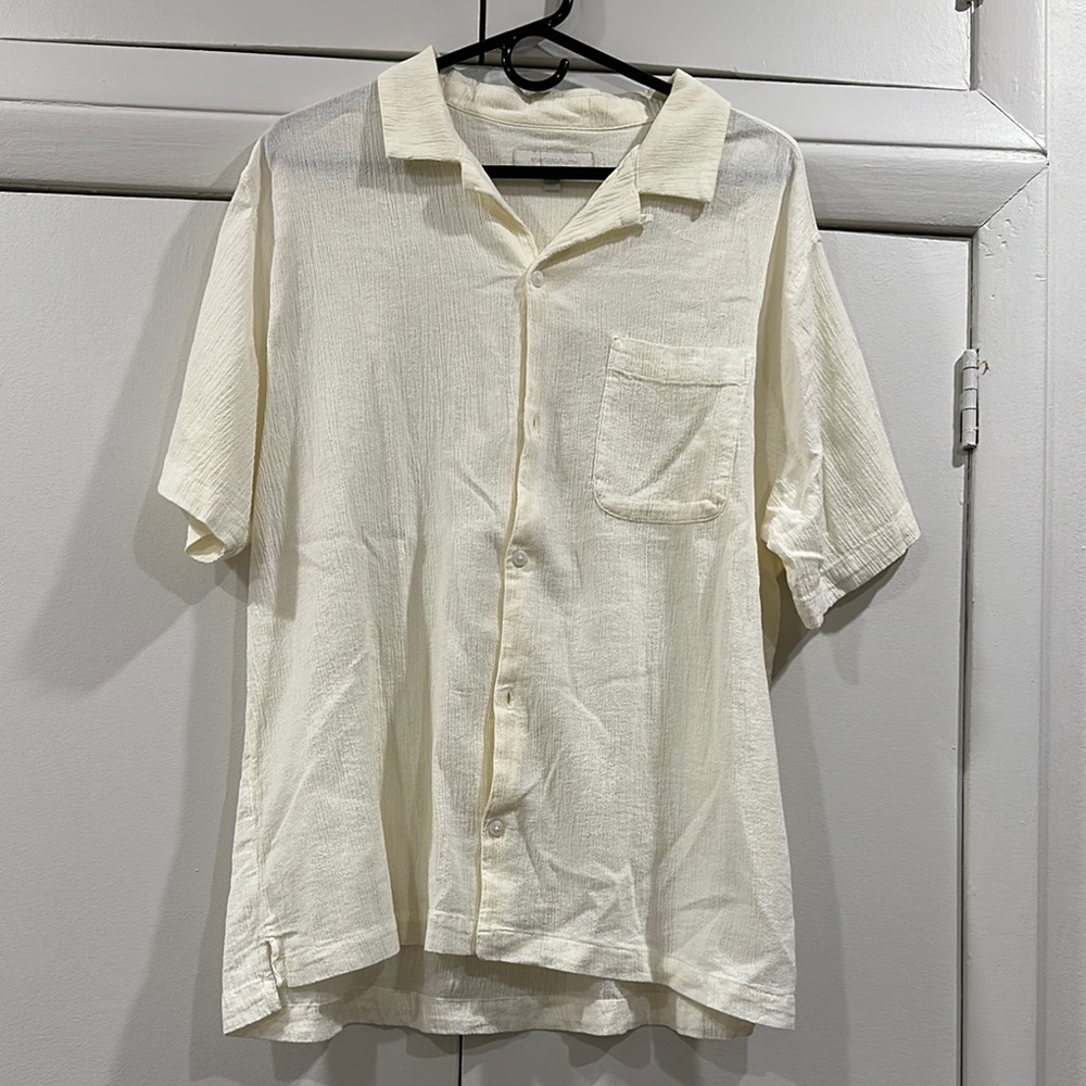 NWOT Urban Outfitters Cream Casual Button Down Shirt